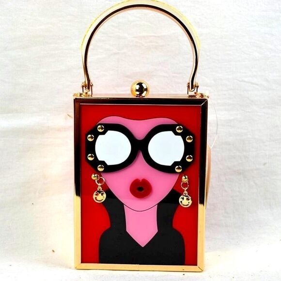 Lady Face Luxury Acrylic Evening Bag - Picture 2 of 12